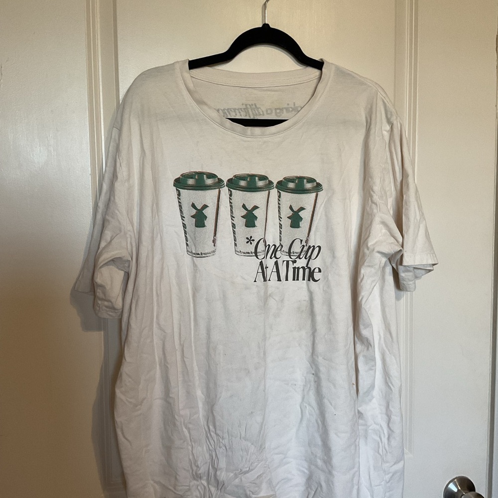 Dutch Bros White Short Sleeve Tee with Green Cup Graphic
